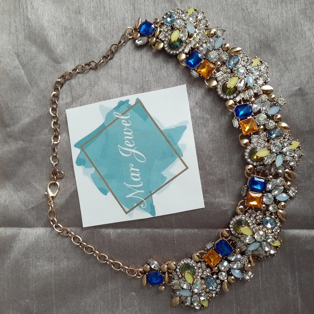 Blue Statement Formal Necklace - Picture 2 of 4